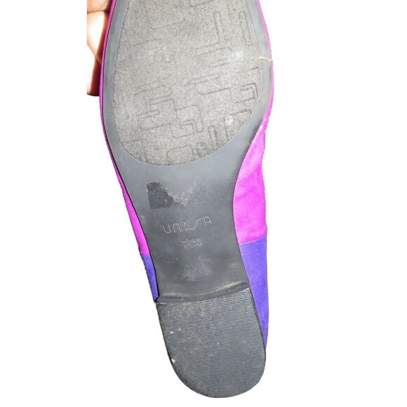 Unisa Two Toned Pink & Purple Suede Bow Embellished Ballet Flats sz 7.5 vintage - Picture 7 of 9